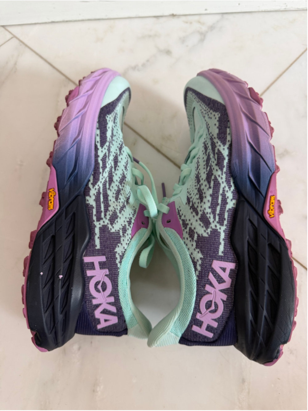Hoka SpeedGoat 5 women’s 6B Trail Running Sneakers mint & purple active comfort - Picture 6 of 10